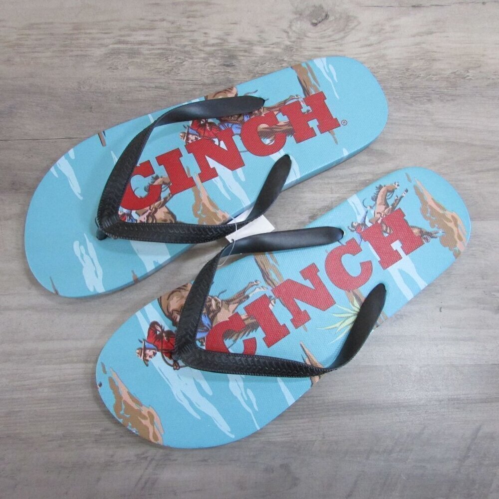 Cinch Men's Bronc Rodeo Cowboy Graphic Flip Flop Sandals